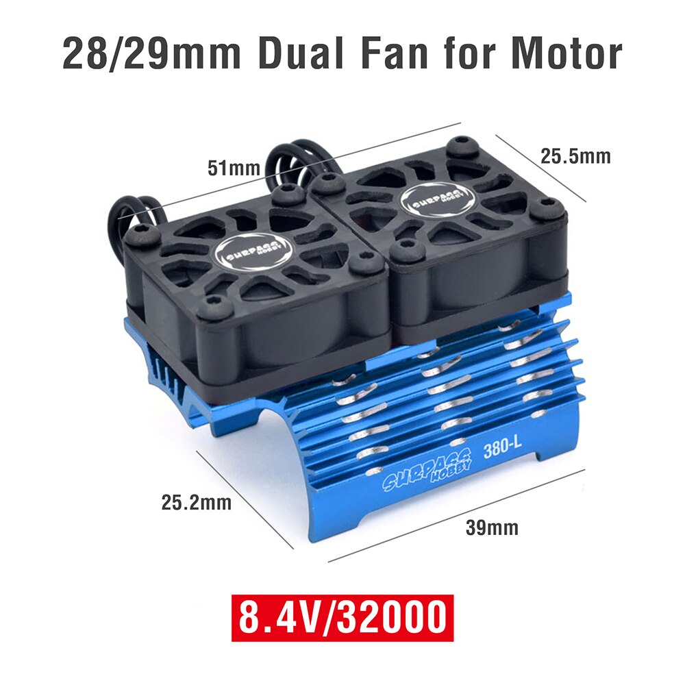 SURPASS HOBBY RC Motor Fan Cooling Fan Heatsink Metal for RC Car 1/8 1/10 1/12 Scale 380 390 540 550 Brushless Motor 28/29/36mm