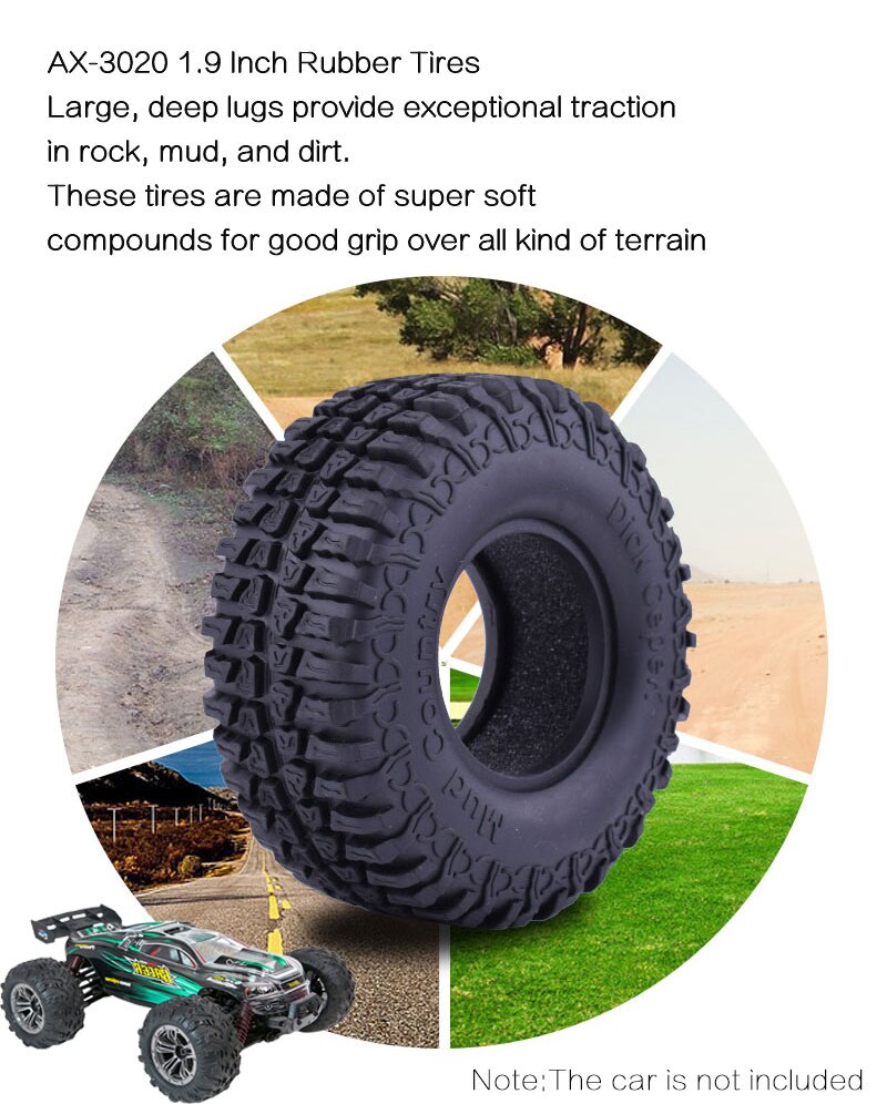 4PCS 1.9 Inch RC Car Wheels Tires Rubber Rocks Crawler Tyre for 1/10 Traxxas Redcat Axial SCX10 RC4WD D90 TF2 Tamiya