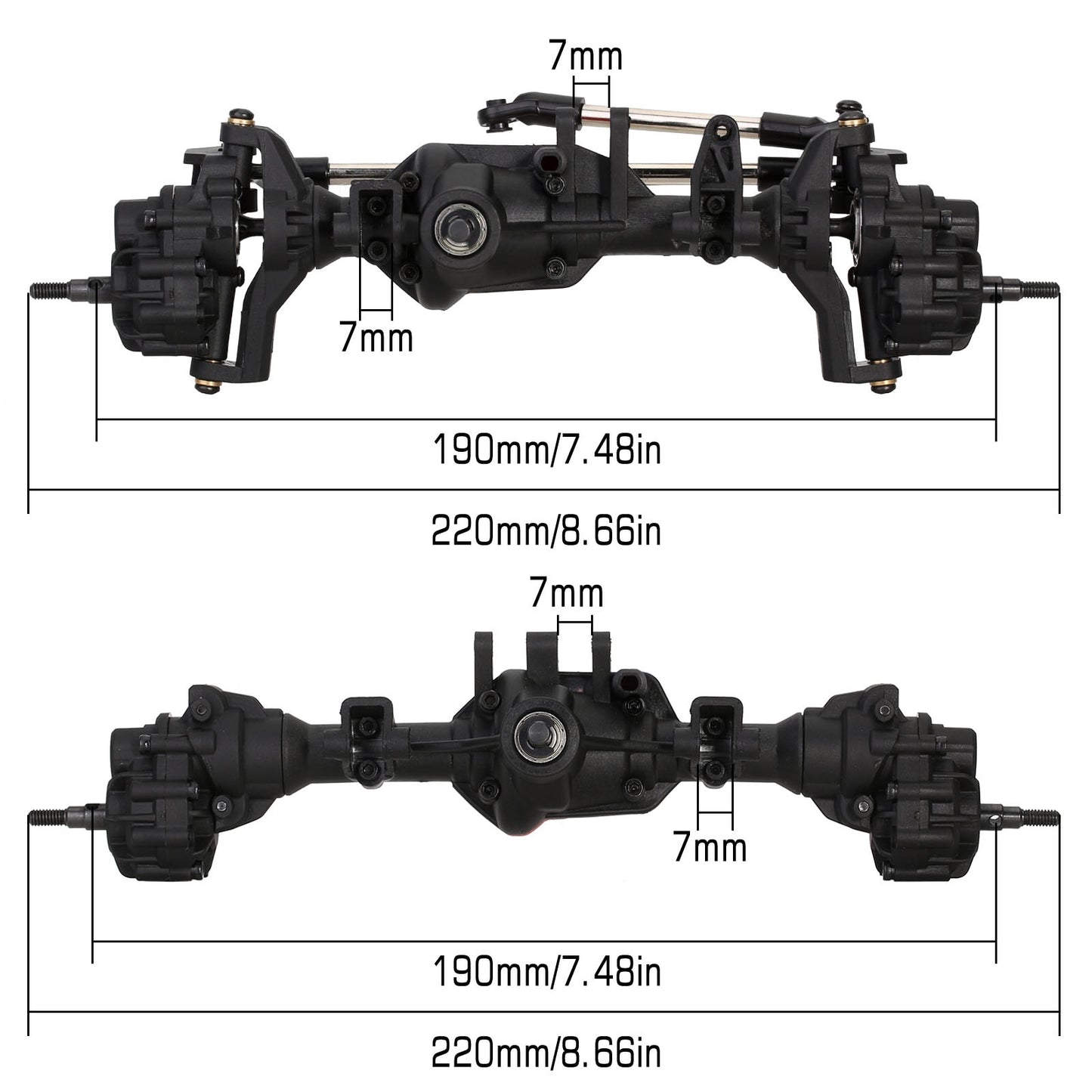 INJORA Complete Front Rear Straight Portal Axle