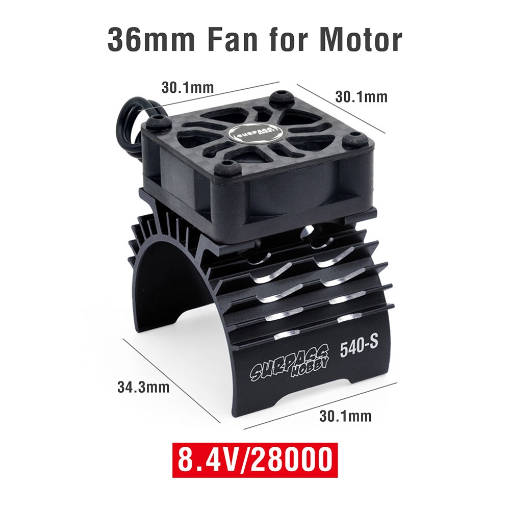 SURPASS HOBBY RC Motor Fan Cooling Fan Heatsink Metal for RC Car 1/8 1/10 1/12 Scale 380 390 540 550 Brushless Motor 28/29/36mm