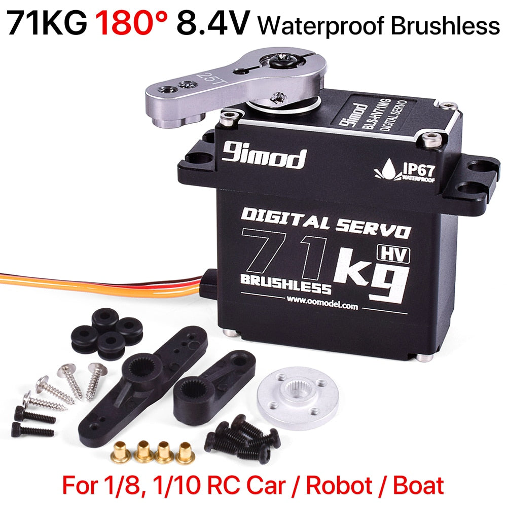 9iMOD RC Servo 71KG Brushless Waterproof Servo Metal Gear Steering High Speed High Torque Servo HV for 1/8 1/10 RC Car Robot