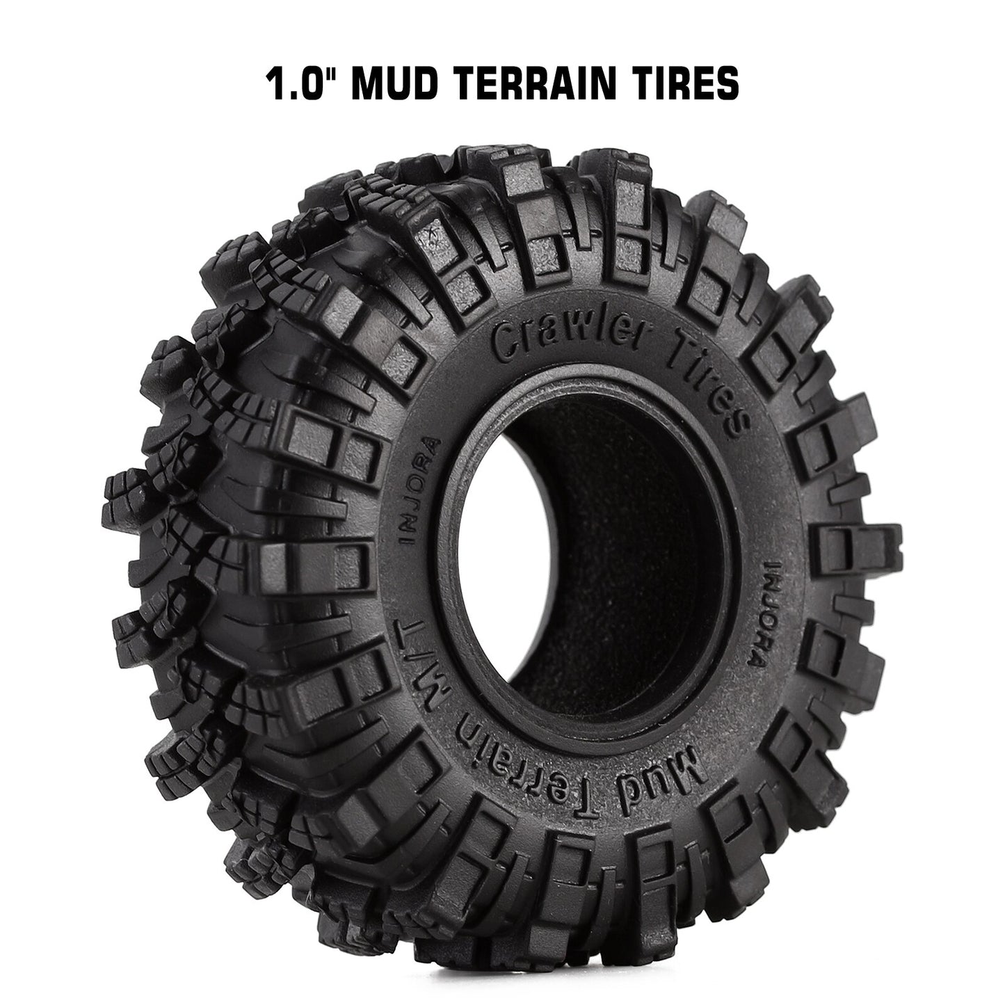 INJORA Micro Crawler 1.0" Tires Soft Mud Terrain Tires Upgrade for Axial SCX24 Bronco Gladiator Deadbolt FCX24 Enduro24 (T1007)