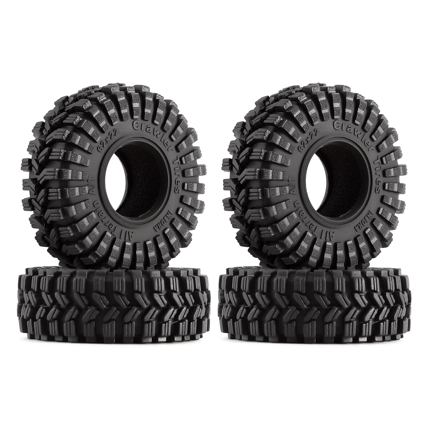 INJORA Super Soft Sticky 1.0 Wheel Tires All Terrain 62*22mm for 1/18 1/24 RC Crawler Axial SCX24 FMS FCX24 Enduro24 (T1014)