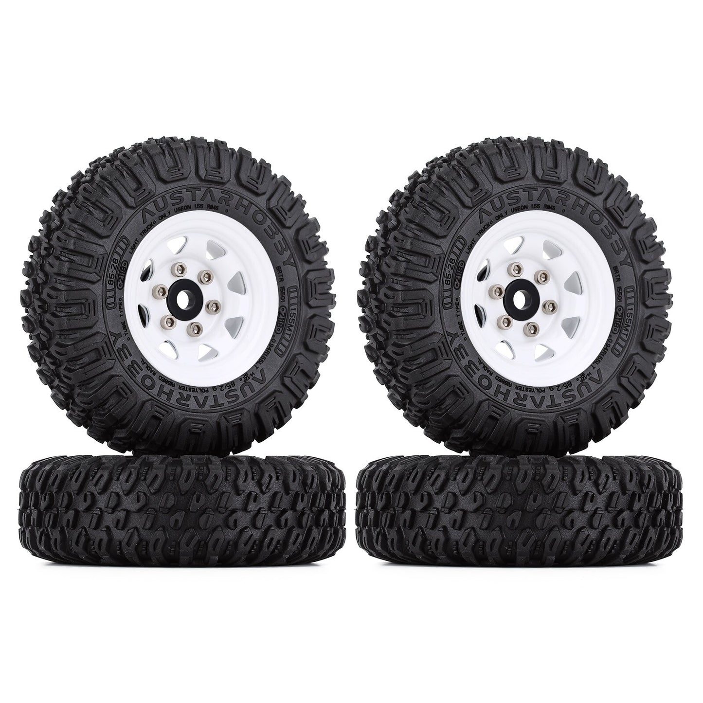 INJORA 85*28MM 1.55" Beadlock Wheel Rim Tire Set