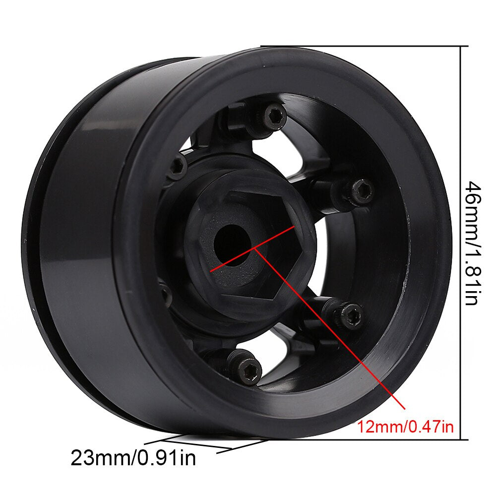 INJORA 4 Pezzi di Plastica 1.55 "Beadlock Wheel Rim Bianco/Nero per 1/10 RC Crawler Auto Axial 90069 D90 TF2 Tamiya CC01 LC70 MST JIMNY