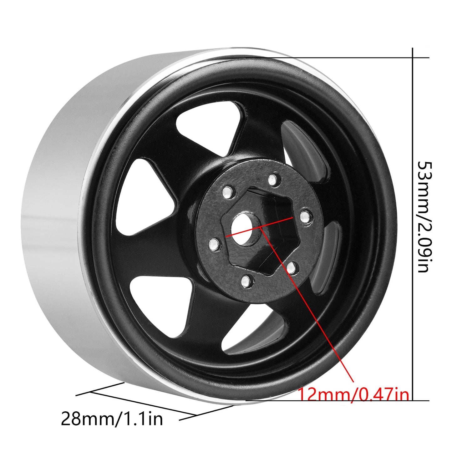 INJORA Offset -8.9mm Metalen 1.9 "Beadlock Velg Deep Dish Hub voor 1/10 RC Crawler Auto TRX4 Axiale SCX10 90046 UTB18 (W1948)