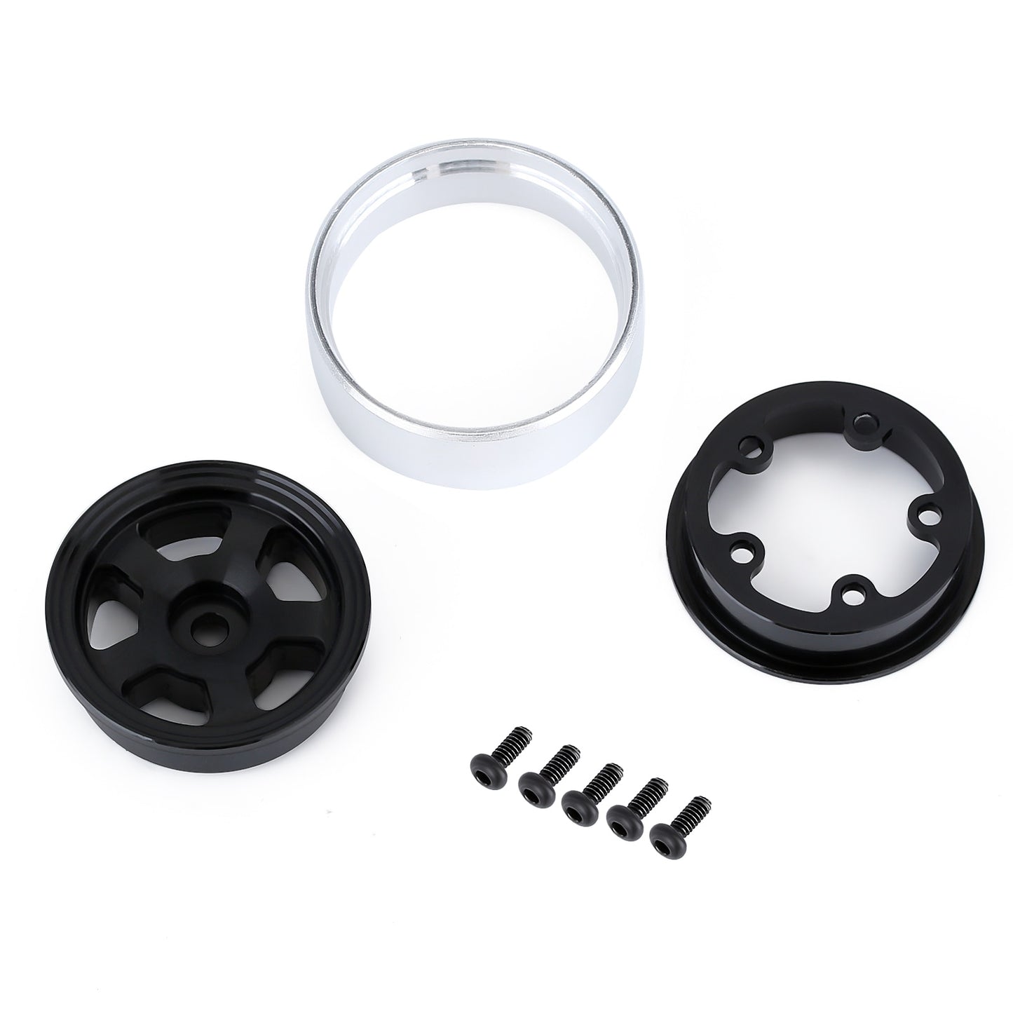 INJORA 4PCS 1.0" CNC Metal Beadlock Wheel Rims for 1/24 RC Crawler Car Axial SCX24 90081 AXI00002 Deadbolt Chevrolet B-17 Betty