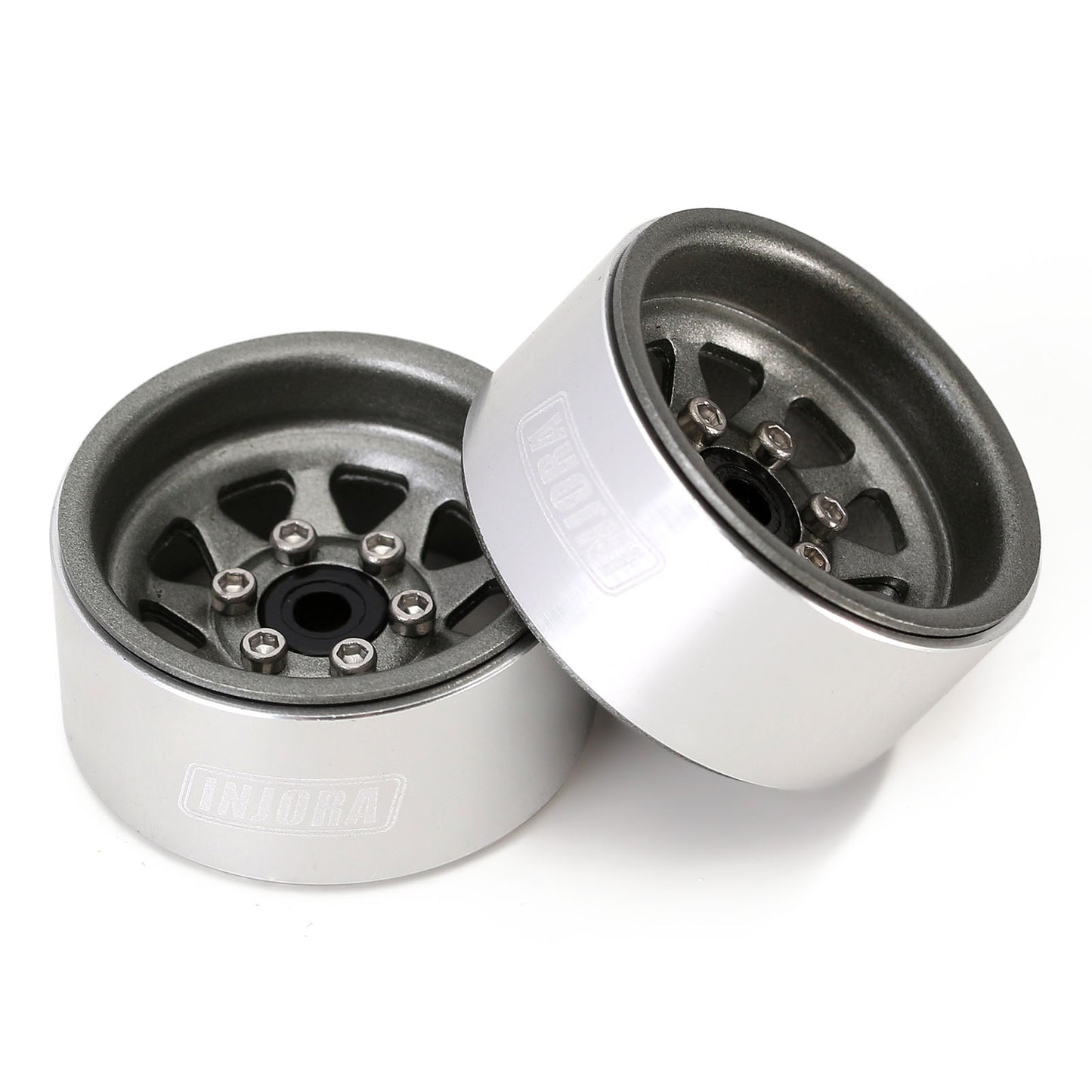 INJORA 1.0 Beadlock Wheel Rim Deep Dish Negative Offset 3.78mm Stamped Steel Hub for RC Crawler Car Axial SCX24 TRX4M (W1004)