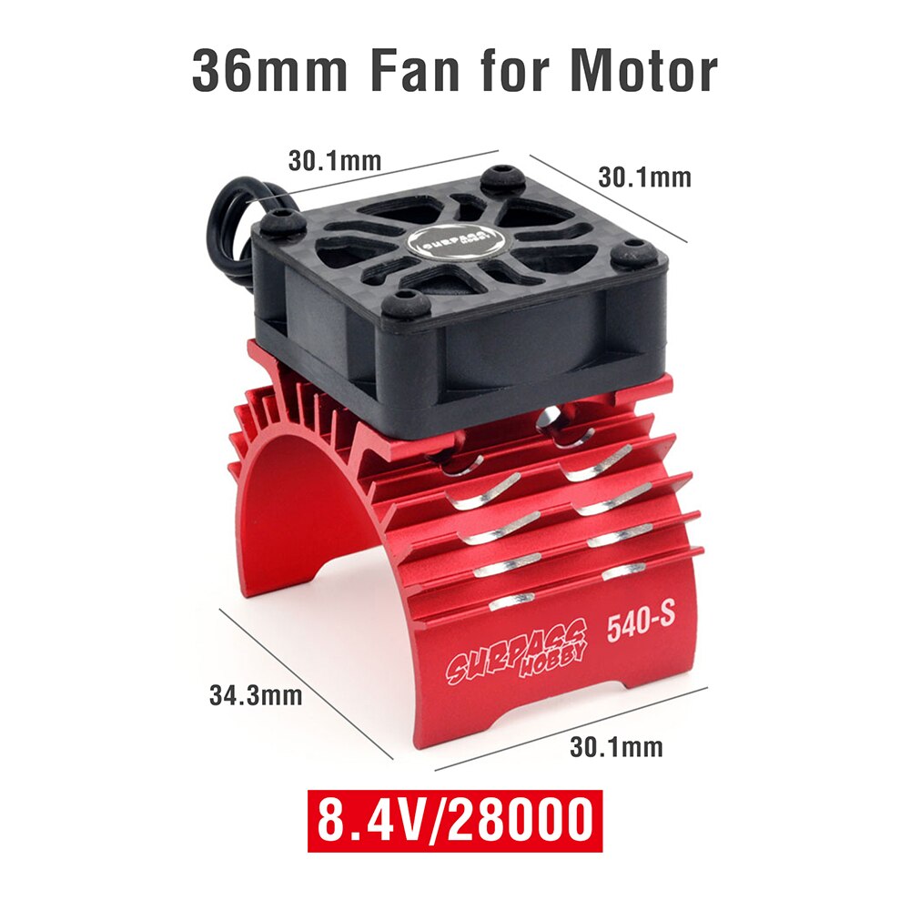 SURPASS HOBBY RC Motor Fan Cooling Fan Heatsink Metal for RC Car 1/8 1/10 1/12 Scale 380 390 540 550 Brushless Motor 28/29/36mm