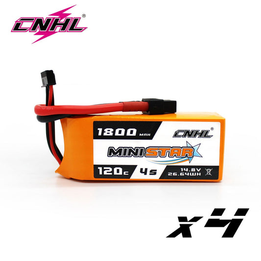 4PCS CNHL 4S 14.8V Lipo Battery 1300mAh 1500mAh 1800mAh 120C MiniStar With XT60 Plug For RC FPV Boat Quadcopter Airplane Drone