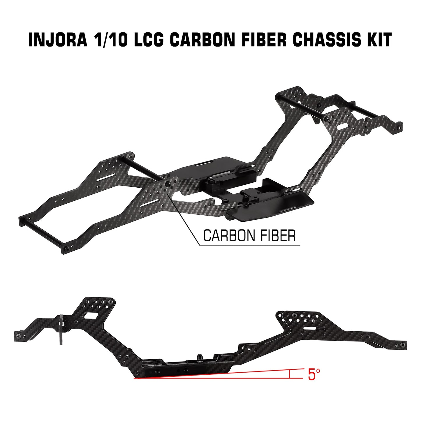 INJORA 313/324mm Wielbasis LCG Koolstofvezel Chassis Kit Frameligger voor 1/10 RC Crawler TRX4 Upgrade Onderdelen