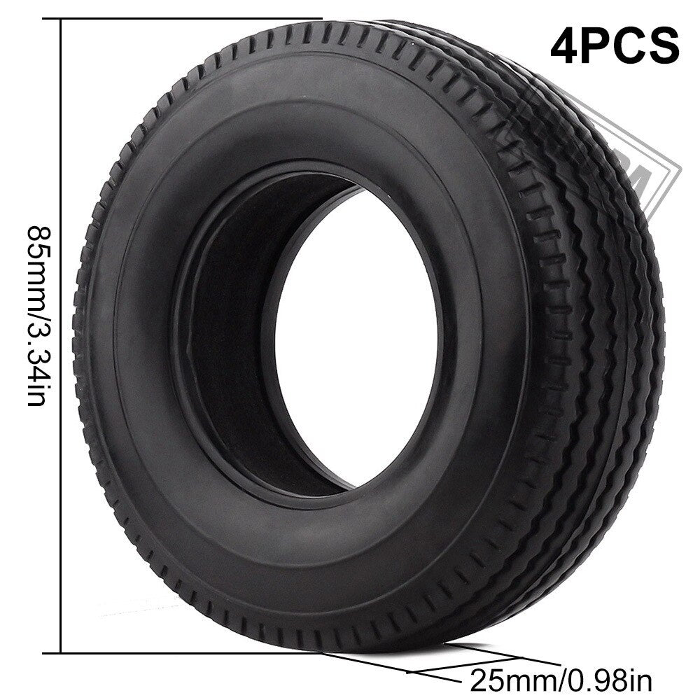 INJORA 4Pcs Rubber Tyres Wheel Tires With Sponge for 1:14 Tamiya Tractor RC Car Truck