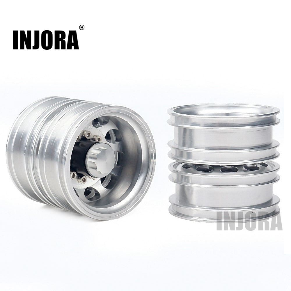 INJORA 2Pcs Metal Front Rear Wheel Rim Hub 10 Spoke for 1:14 Tamiya Tractor Truck RC Car Parts