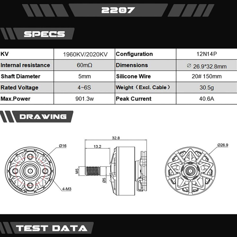 CNHL & Axisflying & SpeedyPizzaDrones Co-brand motor DIAVOLA 2207 1920KV/2020KV for 4S 5S 6S FPV racing and freestyle