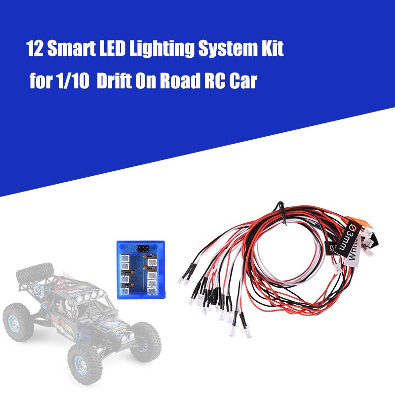 12 LED RC Lighting System Realistic Highlight Explosive Flash Smart Simulation Lights for 1/10 Drift On Road RC Car