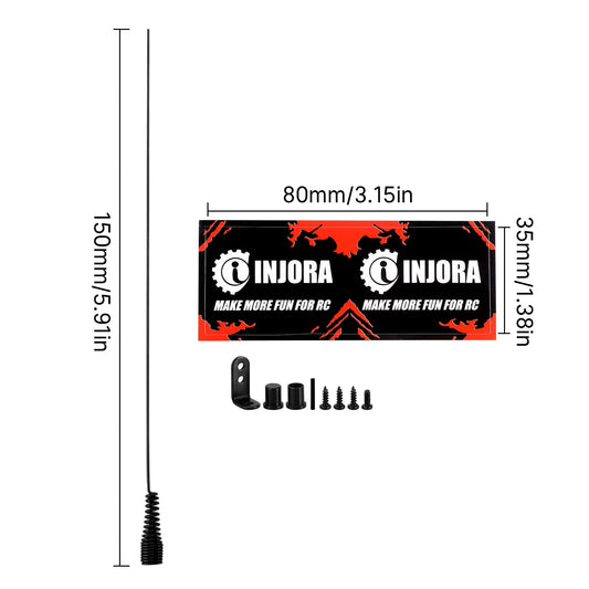 Decoration Antenna with INJORA Flag 15cm for 1/18 1/24 RC Crawler Car TRX4M SCX24 AX24 FCX18 FCX24