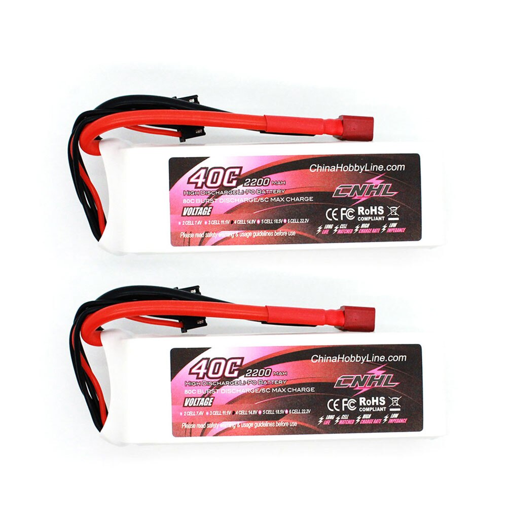 2pcs CNHL 4S 14.8V 2200mAh Lipo Battery 30C 40C 70C With XT60 T Dean Plug For RC Airplane Car FPV Helicopter Drone Quadcopter