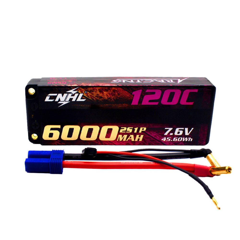 CNHL Lipo 2S 7.6V Battery 6000mAh 120C HV Hard Case With EC5 Plug For RC Car Boat Drone Airplane Truck Tank Vehicle Truggy