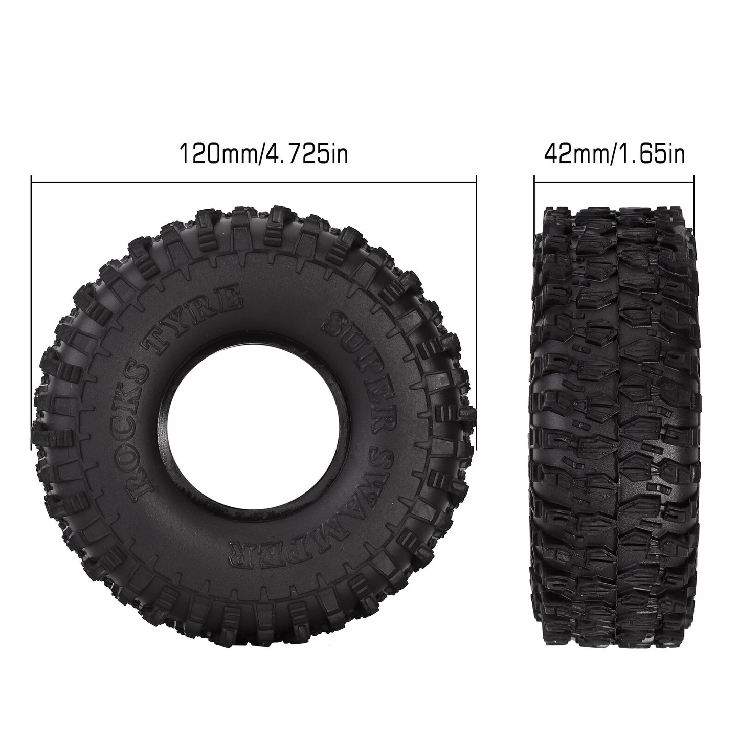 INJORA 4PCS 120MM 1.9&quot; Rubber Rock Tyres Wheel Tires for 1:10 RC Crawler Car Axial SCX10 90046 AXI03007 TRX4 Redcat Gen8