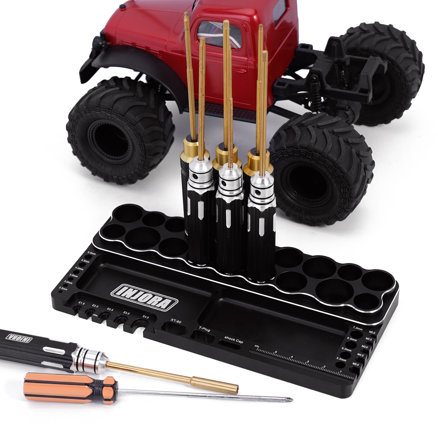 INJORA Multi-function Screwdriver Wrench Storage Rack Tools Stand XT-60 T-Plug Welding Station Screw Tray For RC Car Boat Model