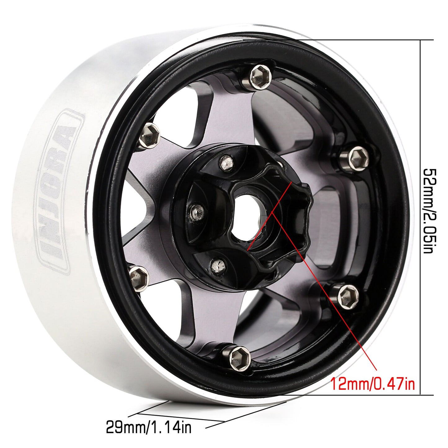 INJORA Deep Dish Negatieve Offset 9.4mm CNC Aluminium 1.9 "Beadlock Velg voor 1/10 RC Crawler Auto TRX4 Axiale SCX10 (W1946)