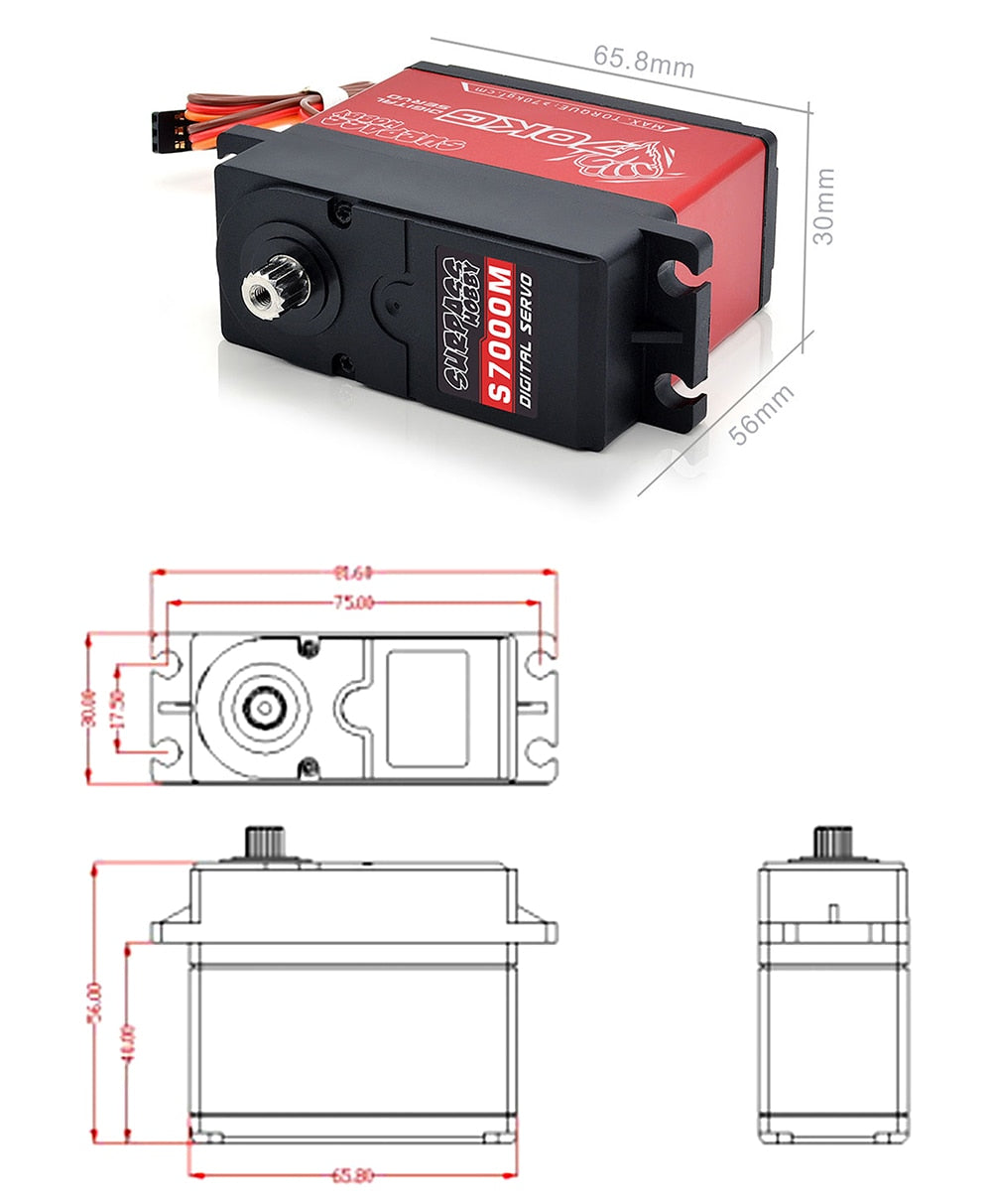 Surpass Hobby 15T 70KG 1/5 scale servo motors High Torque Servo Digital DC Metal Gear for 1/6 1/4 RC Car Buggy Boat Robot S7000M