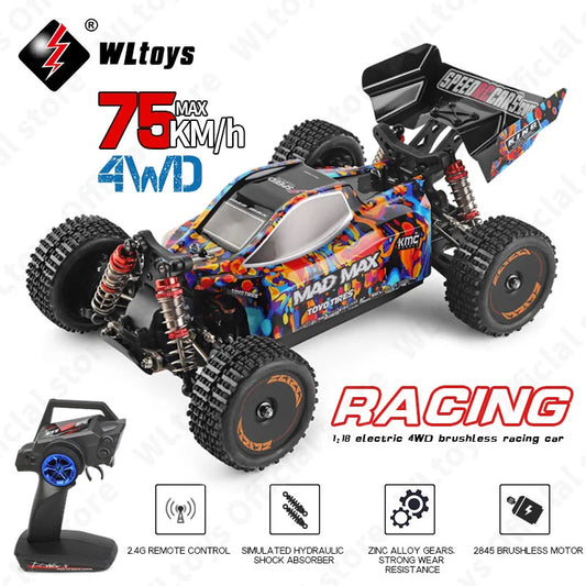 WLtoys 184016 75KM/H 2.4G RC Car Brushless 4WD Electric High Speed Off-Road Remote Control Drift Toys for Children Racing