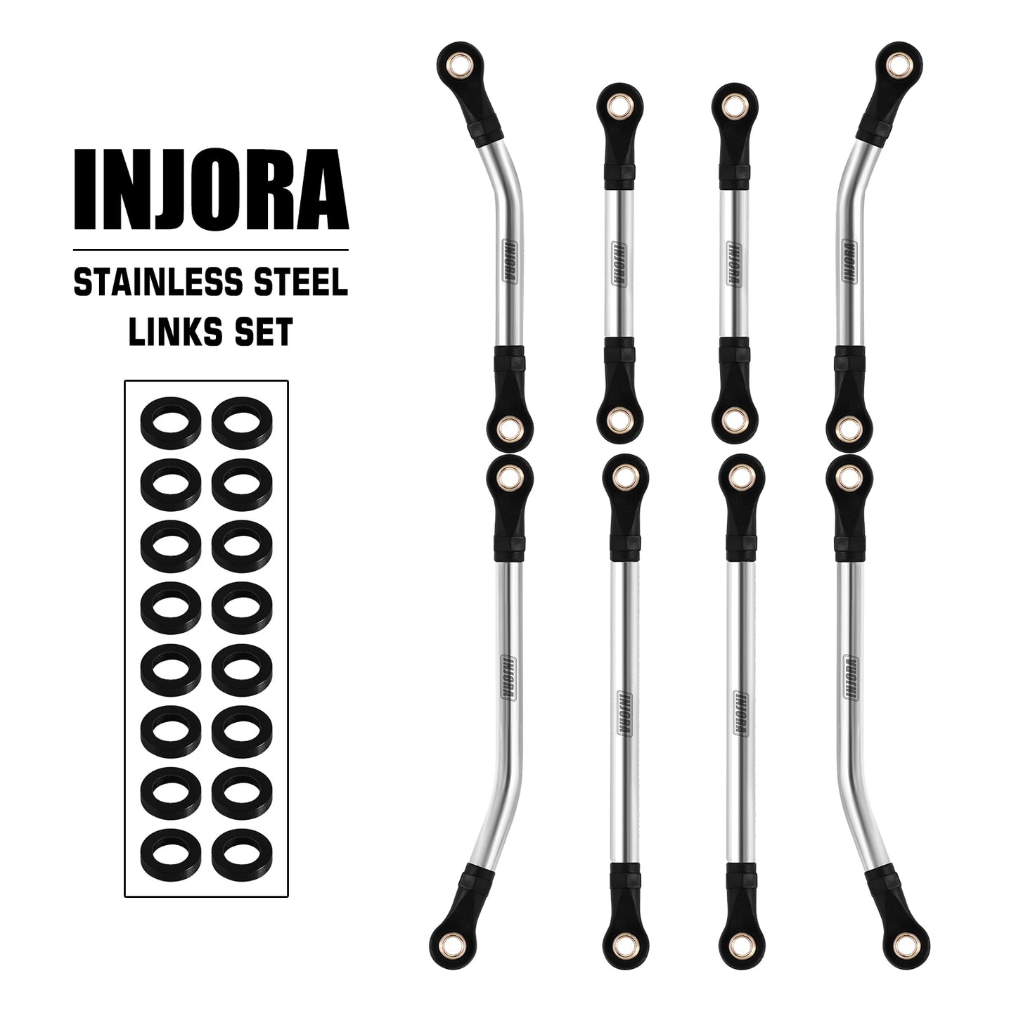 INJORA Set di 8 collegamenti ad alta distanza in acciaio inossidabile per parti di aggiornamento RC Crawler TRX4M 1/18 (4M-08)