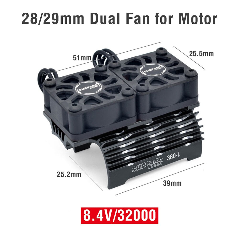 SURPASS HOBBY RC Motor Fan Cooling Fan Heatsink Metal for RC Car 1/8 1/10 1/12 Scale 380 390 540 550 Brushless Motor 28/29/36mm