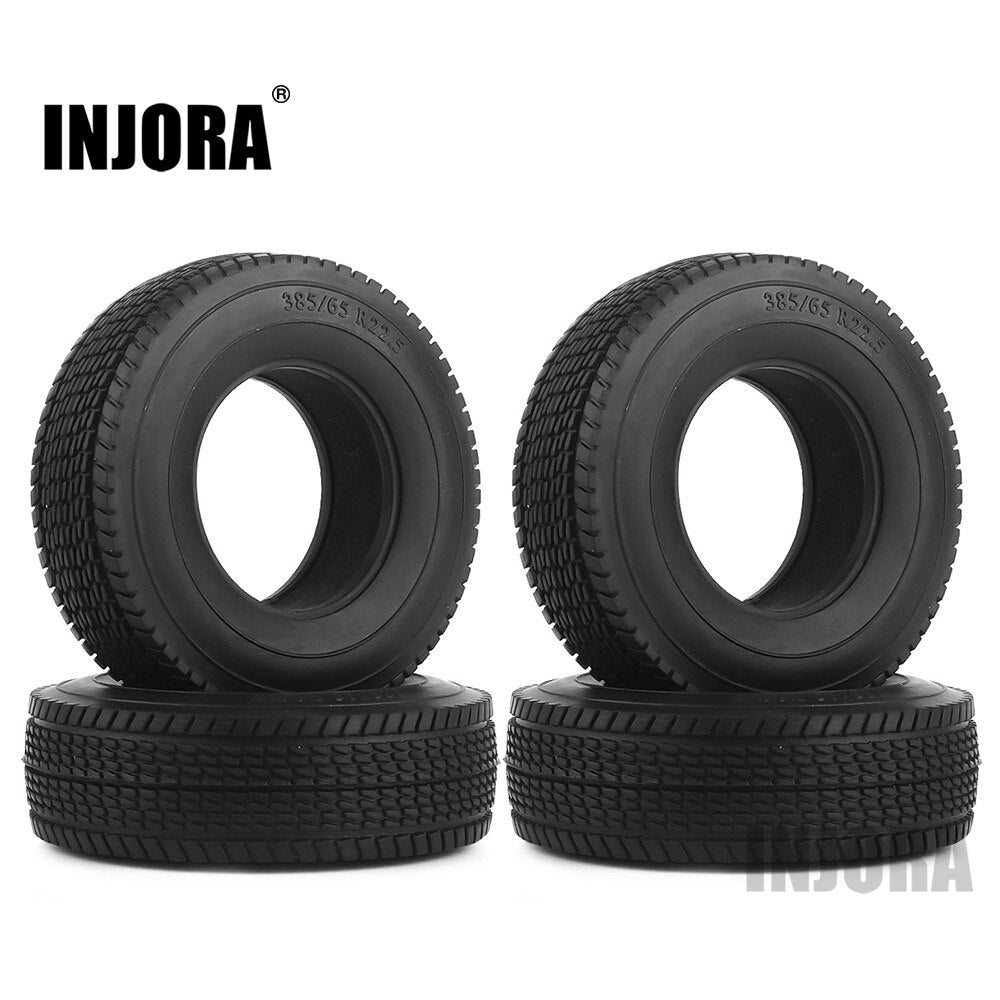 INJORA 4Pcs Rubber Tyres Wheel Tires With Sponge for 1:14 Tamiya Tractor RC Car Truck