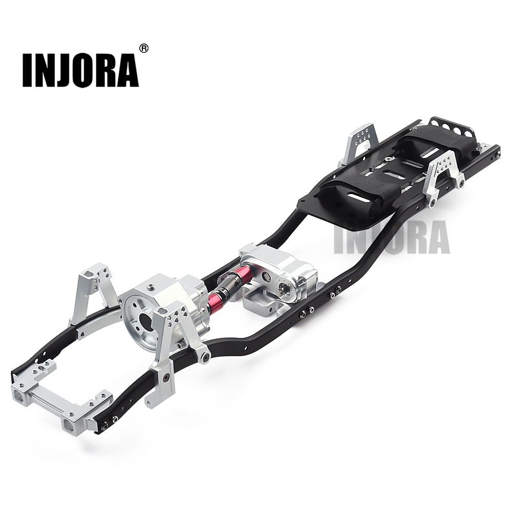 INJORA 313mm 12.3 "Interasse Prefixal Cambio Telaio In Metallo Telaio per 1/10 RC Crawler Auto Axial SCX10 e SCX10 II 90046