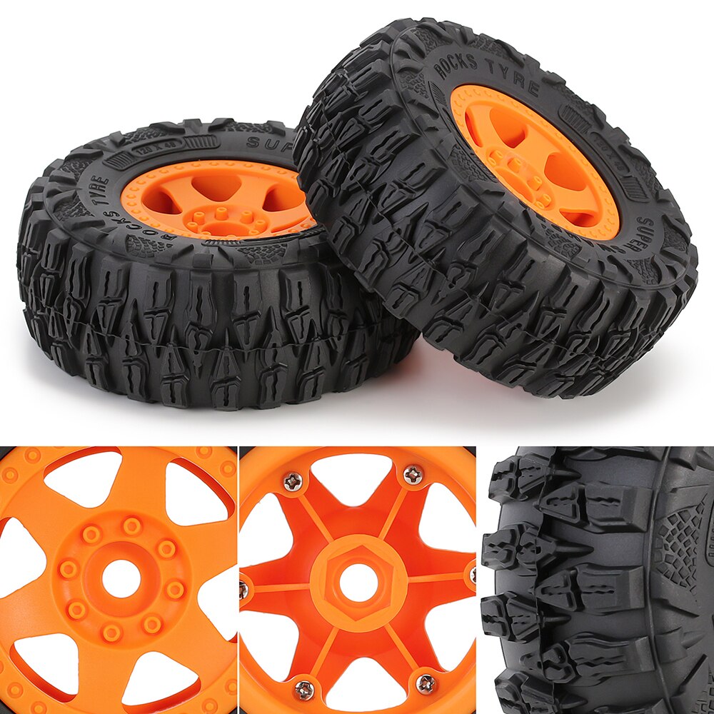 AUSTAR HOBBY 2.2in 1/10 RC Crawler Beadlock Wheels and Tires Rims Set Mud Tire for Axial SCX10 TRX4 TRX-6 Short Course Truck