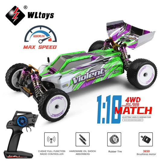 WLtoys 104002 RC Car 2.4G Four-Wheel Drive Off-Road Racing 3650 Brushless 60KM/H Metal Chassis Electric High-Speed Drift Car