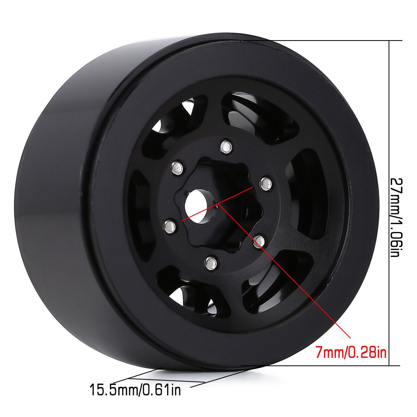 INJORA 4PCS CNC 1.0" Beadlock Wheel Rims for 1/24 RC Crawler Car Axial SCX24 AXI90081 AXI00001 AXI00002 FCX24 Enduro24 (W1049)