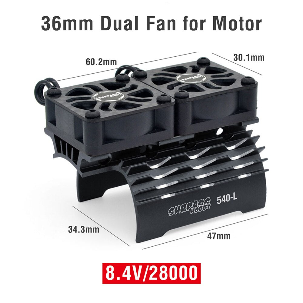 SURPASS HOBBY RC Motor Fan Cooling Fan Heatsink Metal for RC Car 1/8 1/10 1/12 Scale 380 390 540 550 Brushless Motor 28/29/36mm