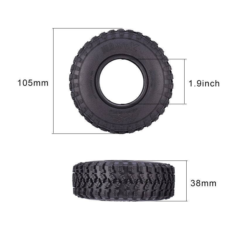 4PCS 1.9 Inch RC Car Wheels Tires Rubber Rocks Crawler Tyre for 1/10 Traxxas Redcat Axial SCX10 RC4WD D90 TF2 Tamiya