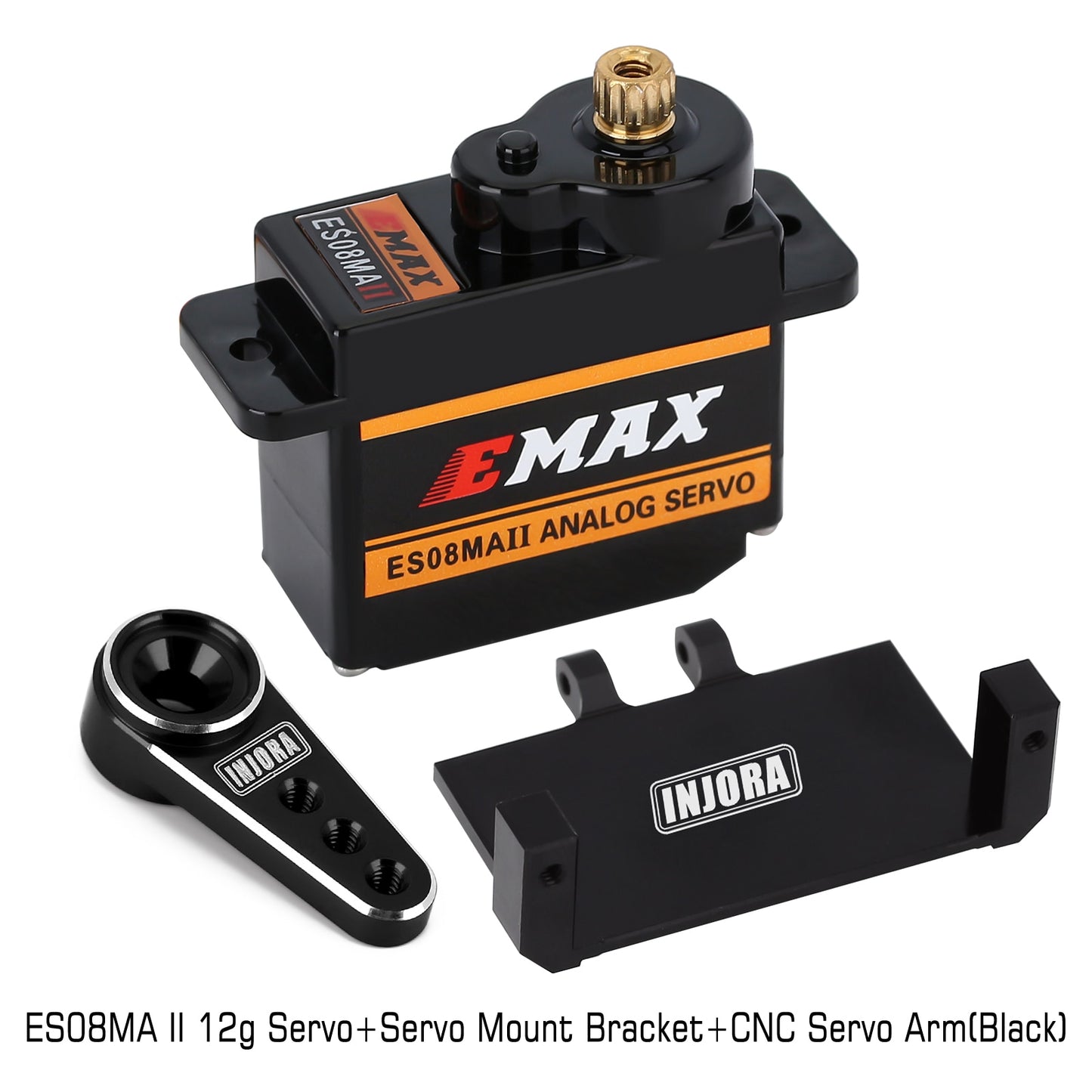 INJORA EMax ES08MA II 12g Analog Metal Gear Servo with Mount & 15T Arm for RC Car Model Axial SCX24 Gladiator Upgrade Parts
