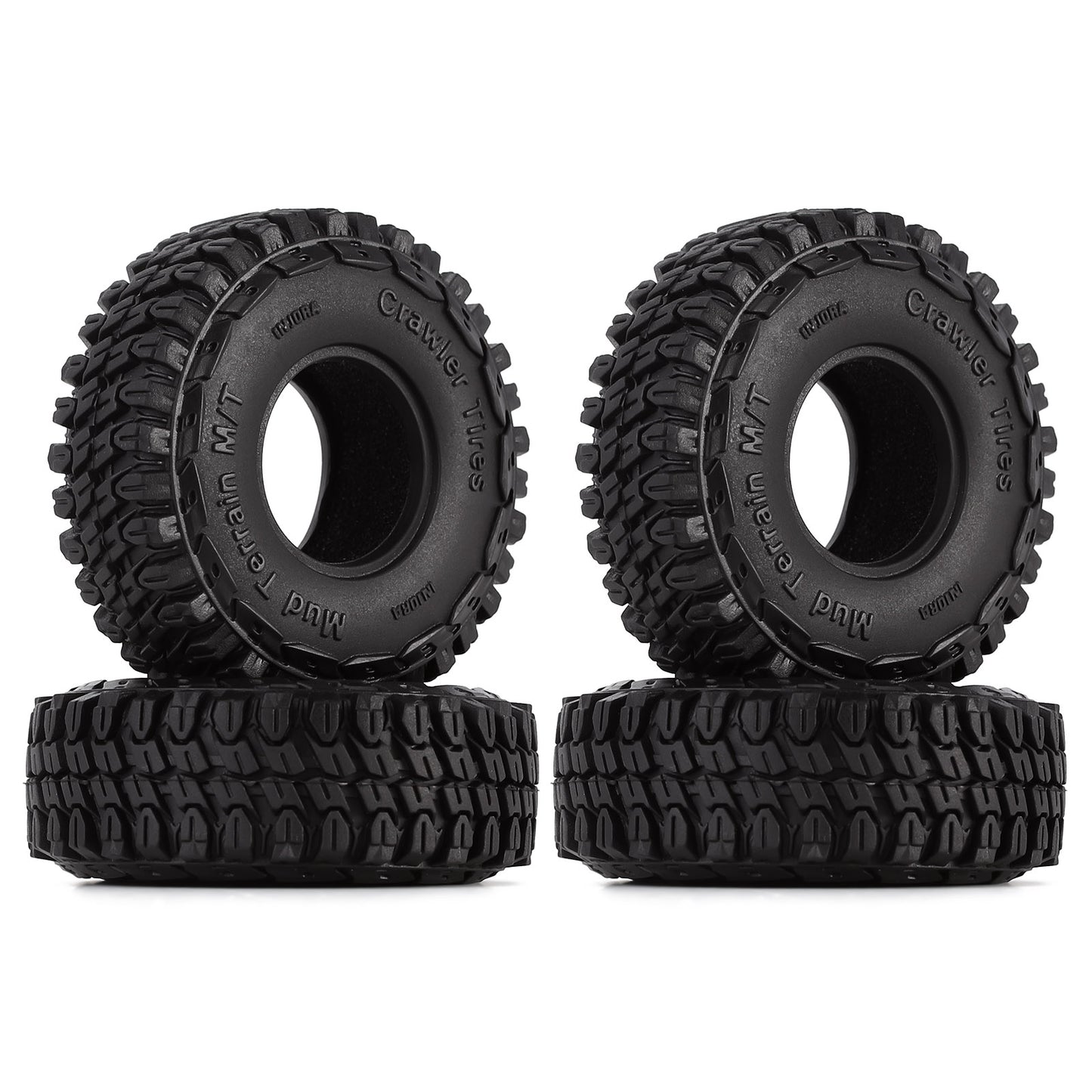 INJORA 1.0" Soft Rubber Mud Terrain Wheel Tires for 1/18 1/24 RC Crawler Car Axial SCX24 Gladiator AX24 Upgrade Part (T1002)