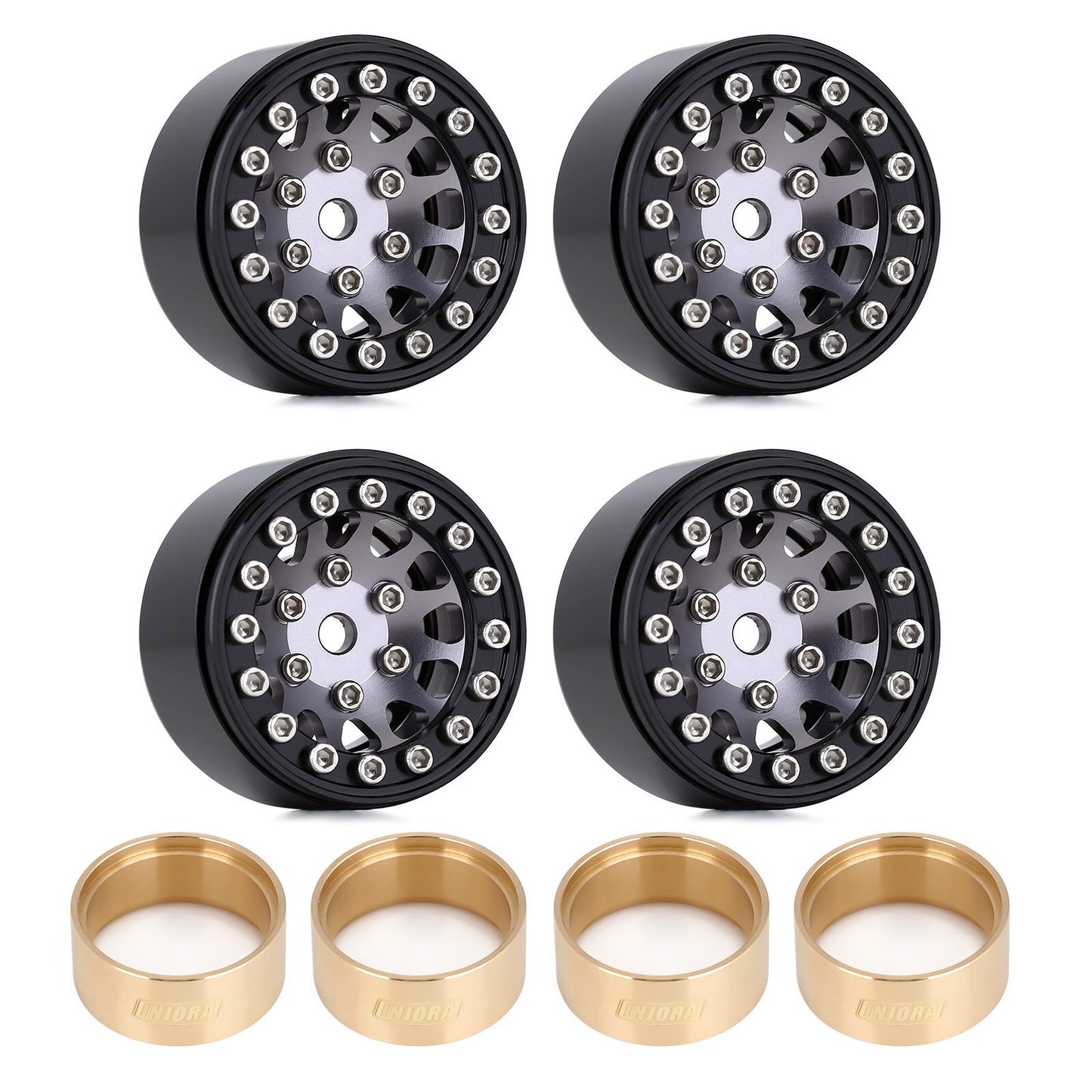 INJORA 4PCS CNC 1.0" Beadlock Wheel Rims for 1/24 RC Crawler Car Axial SCX24 AXI90081 AXI00001 AXI00002 FCX24 Enduro24 (W1049)