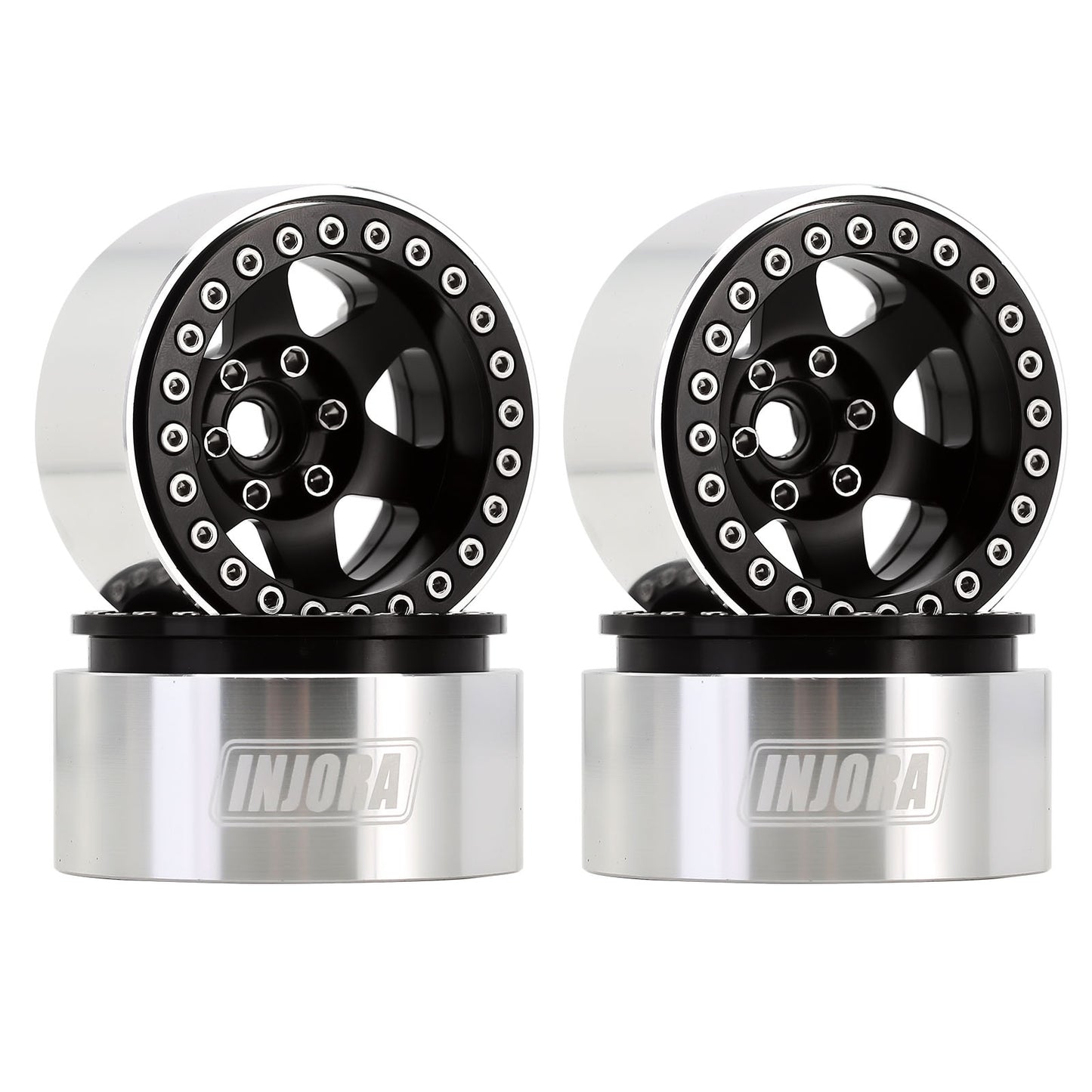 INJORA Deep Dish Negatieve Offset 9.4mm CNC Aluminium 1.9 "Beadlock Velg voor 1/10 RC Crawler Auto TRX4 Axiale SCX10 (W1946)