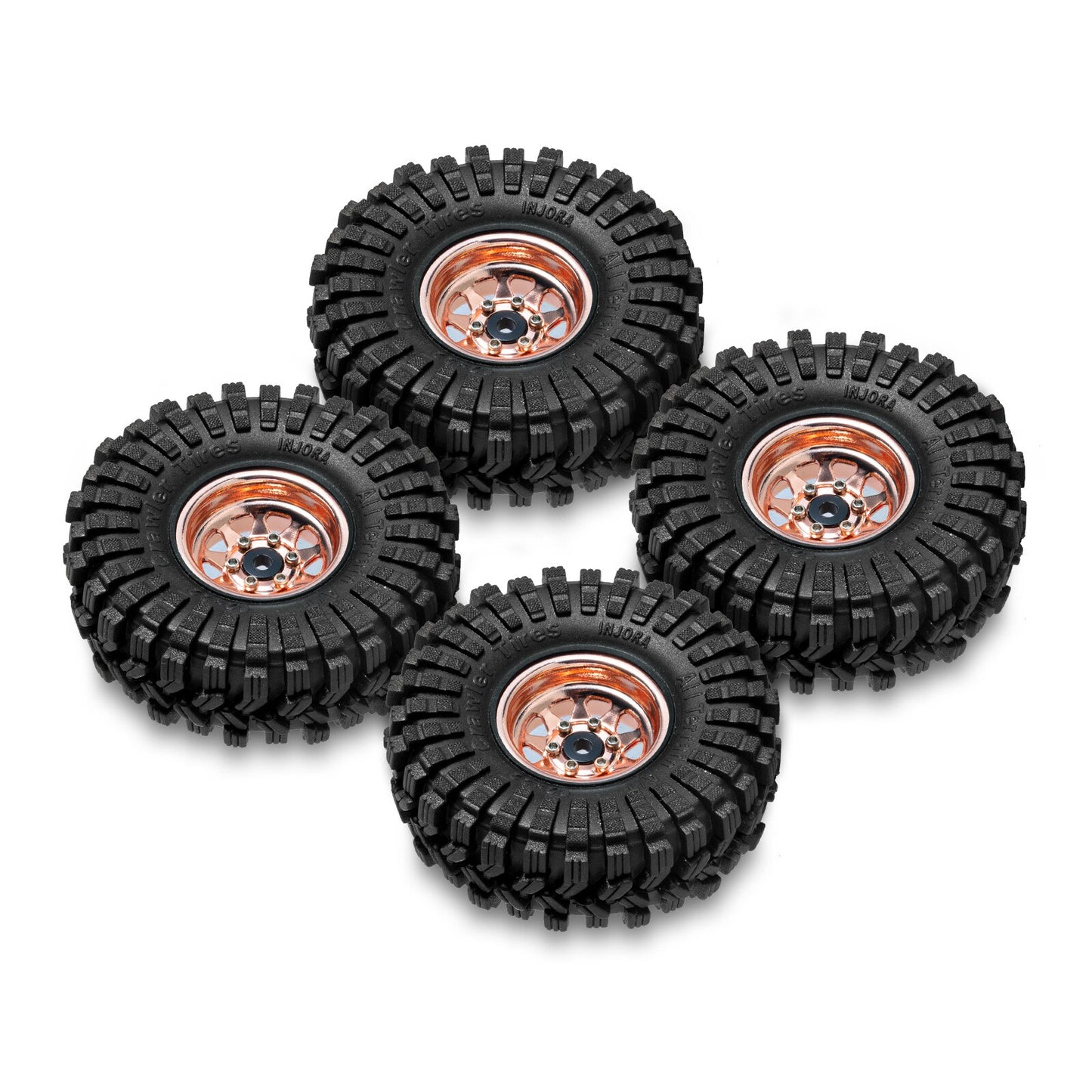 INJORA -3.78mm Offset 1.0 Beadlock Wheel Rims Tires Set for 1/18 1/24 RC Crawler Car Axial SCX24 FMS FCX24 TRX4M (W1004-T1014)