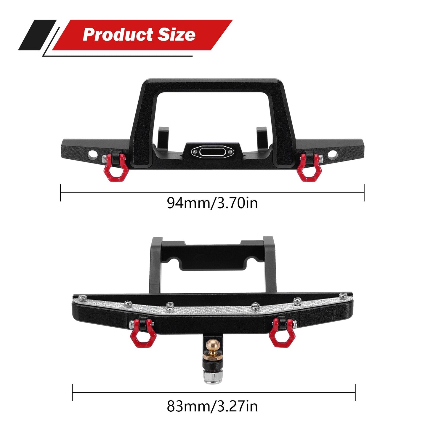 INJORA Paraurti posteriore anteriore in alluminio CNC per aggiornamento Defender RC Crawler TRX4M 1/18 (4M-41)