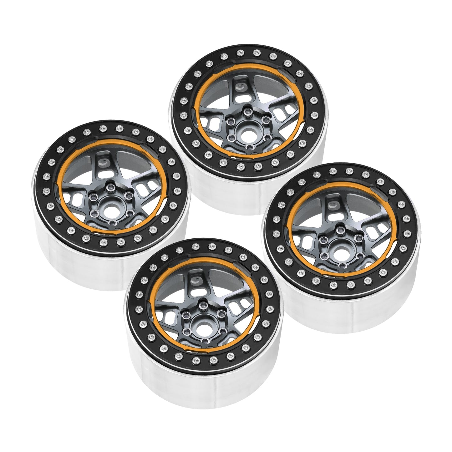 INJORA -10mm Offset 5-Spokes 2.2" Beadlock Wheel Rim for 1/10 RC Crawler Car TRX4 TRX6 SCX10 RR10 Wraith (W2209)