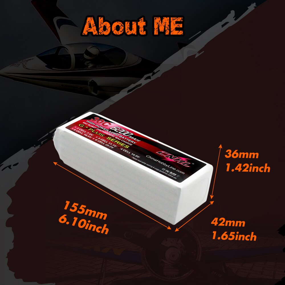 CNHL Lipo Battery 14.8V 4S 6200mAh 30C G+PLUS With XT90 Plug for Airplane Helicopter Car Boat Speedrun Drone Hobbying Model