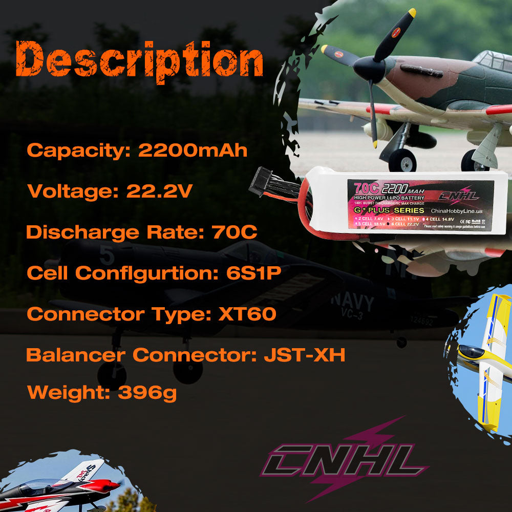 2PCS CNHL 6S Lipo Batteria 2200mAh 22.2V 70C Con Spina XT60 Per RC Aereo Quadcopter Elicottero Drone FPV Auto Barca Da Corsa Hobby