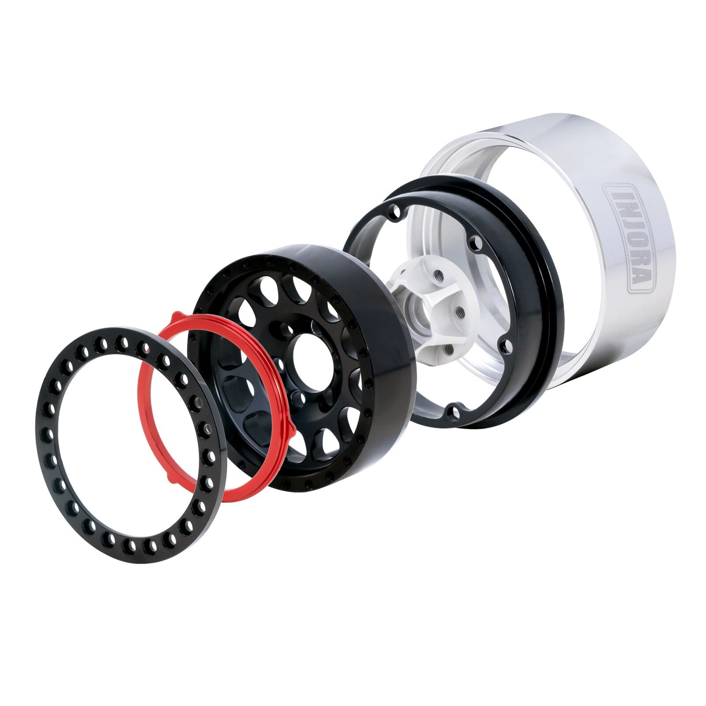 INJORA 4PCS 1.9 Beadlock Wheel Rim Hub CNC Aluminum for 1/10 RC Crawler Car Axial SCX10 90046 AXI03007 TRX4 VS4-10 Gen8 MST CFX