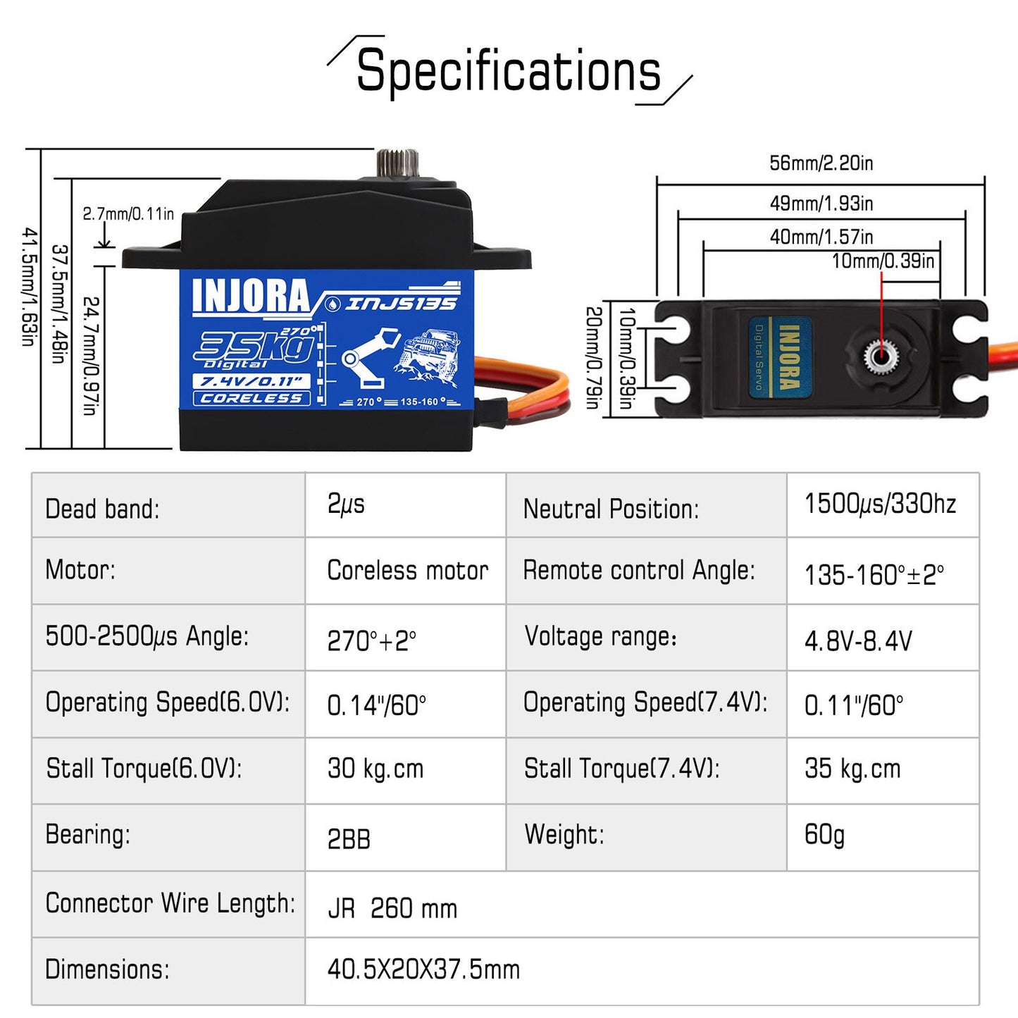 INJORA  35KG Waterproof Large Torque Digital Coreless Servo