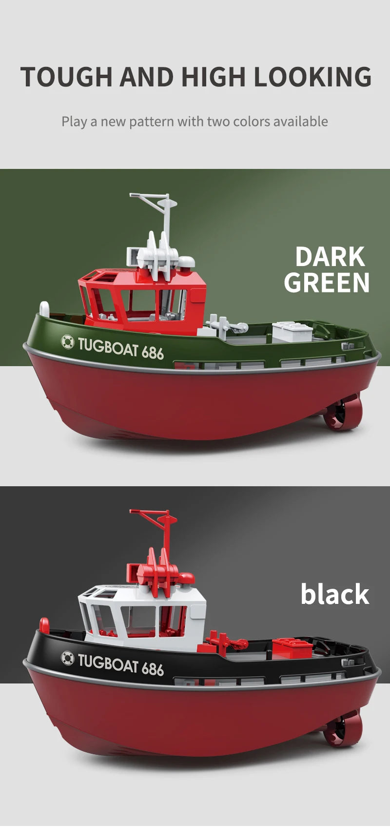 JIKEFUN 686 Rc Boat 2.4G 1/72 Remote Control Tugboat