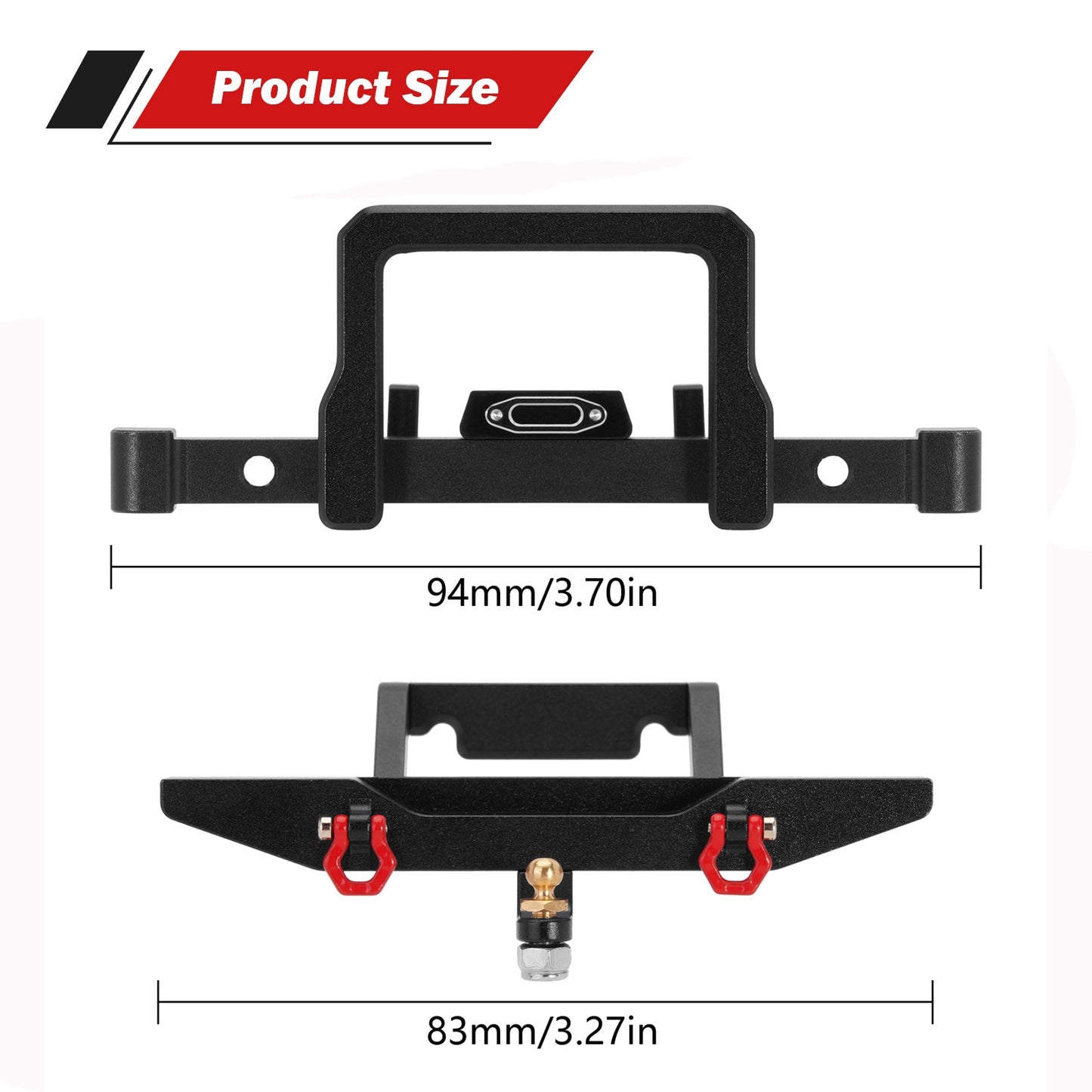 INJORA Paraurti anteriore classico in alluminio CNC per aggiornamento Defender RC Crawler TRX4M 1/18 (4M-44)