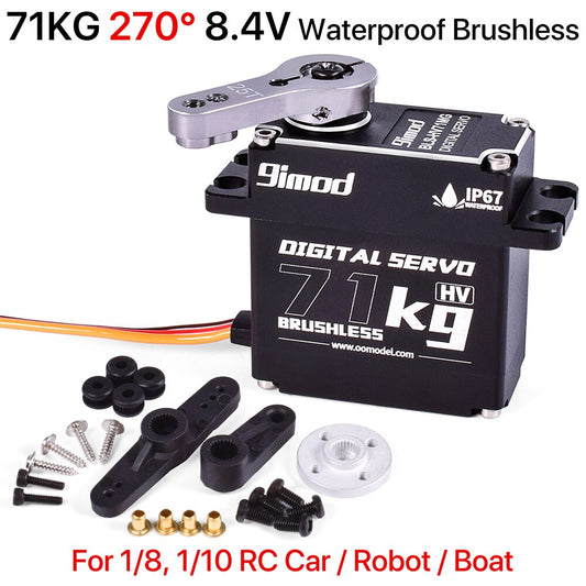 9iMOD RC Servo 71KG Brushless Waterproof Servo Metal Gear Steering High Speed High Torque Servo HV for 1/8 1/10 RC Car Robot